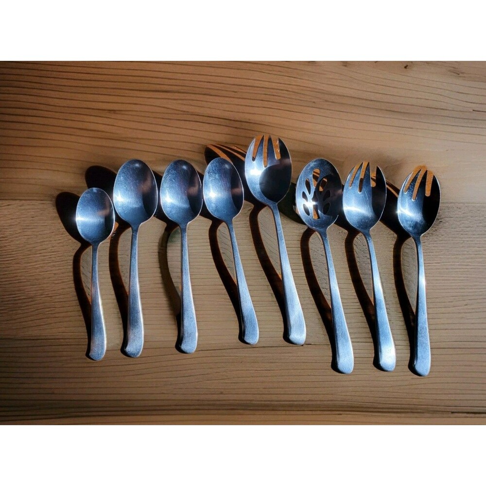 Wallace Stainless Steel Serving Utensils 8pc Spoons Forks Dishwasher Safe